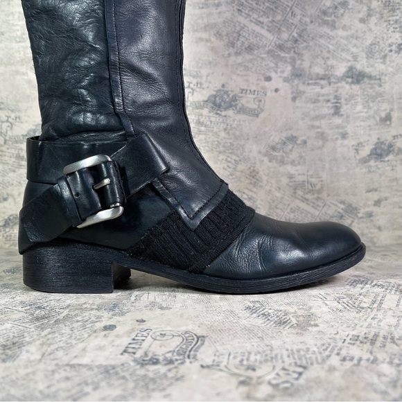 Apepazza ZEBU black leather/knit boots, size 7.5 - Picture 2 of 13